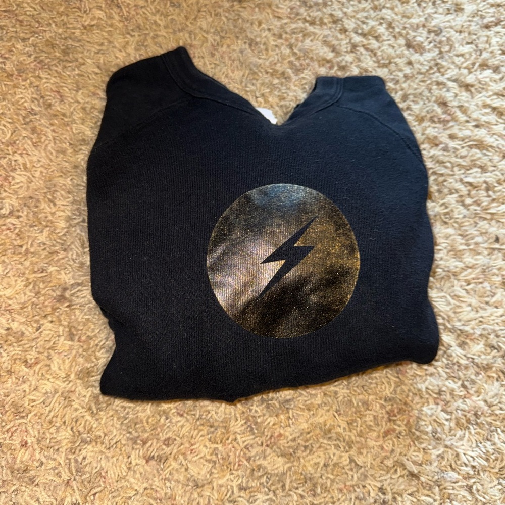 Bella Canvas Black Crewneck with Gold Lightning Design